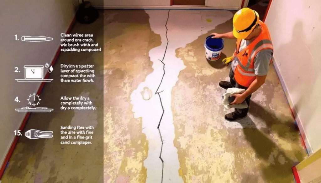 Préparation de la surface pour la réparation de fissures.